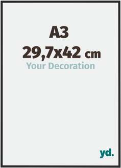 Fotolijst A3 - 29,7x42 cm - Zwart Hoogglans - Aluminium - Miami - 29.7x42 cm