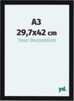 Fotolijst A3 - 29,7x42 cm - Zwart Hoogglans - MDF - Como - 29.7x42 cm