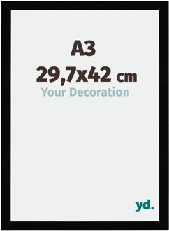 Fotolijst A3 - 29,7x42 cm - Zwart Hoogglans - MDF - Mura - 29.7x42 cm