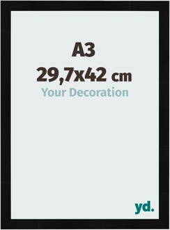 Fotolijst A3 - 29,7x42 cm - Zwart Hoogglans - MDF - Pisa - 29.7x42 cm