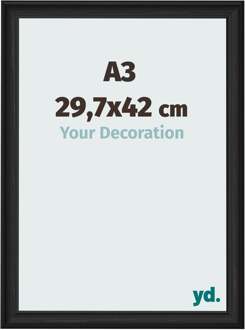 Fotolijst A3 - 29,7x42 cm - Zwart Houtnerf - MDF - Lazio - 29.7x42 cm