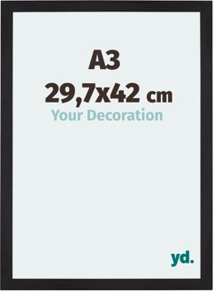 Fotolijst A3 - 29,7x42 cm - Zwart Houtnerf - MDF - Mura - 29.7x42 cm