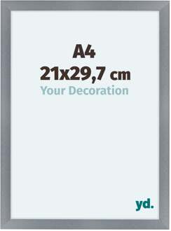 Fotolijst A4 - 21x29,7 cm - Aluminium - Geborsteld - MDF - Como Aluminium Geborsteld - 21x29.7 cm