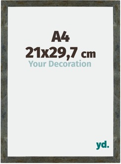 Fotolijst A4 - 21x29,7 cm - Blauw Goud Gemeleerd - MDF - Mura - 21x29.7 cm