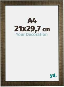 Fotolijst A4 - 21x29,7 cm - Champagne Geborsteld - Hout - Leeds - 21x29.7 cm