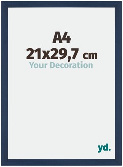 Fotolijst A4 - 21x29,7 cm - Donkerblauw Geveegd - MDF - Mura - 21x29.7 cm