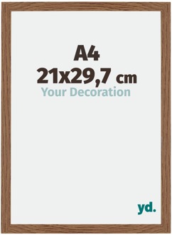 Fotolijst A4 - 21x29,7 cm - Eiken Rustiek - MDF - Mura - 21x29.7 cm