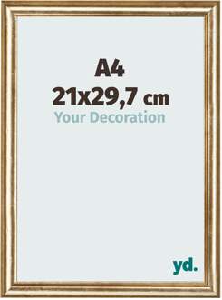Fotolijst A4 - 21x29,7 cm - Goud Antiek - MDF - Lazio - 21x29.7 cm