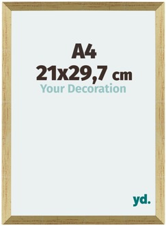 Fotolijst A4 - 21x29,7 cm - Goud Glans - MDF - Mura - 21x29.7 cm