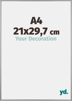 Fotolijst A4 - 21x29,7 cm - Platina - Aluminium - Kent - 21x29.7 cm