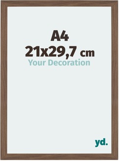 Fotolijst A4 - 21x29,7 cm - Walnoot Donker - MDF - Mura - 21x29.7 cm