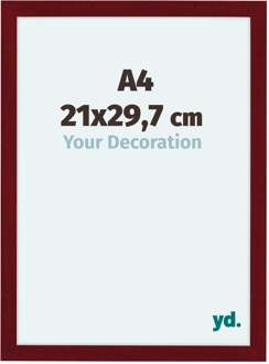 Fotolijst A4 - 21x29,7 cm - Wijnrood Geveegd - MDF - Como - 21x29.7 cm