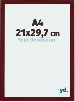Fotolijst A4 - 21x29,7 cm - Wijnrood Geveegd - MDF - Mura - 21x29.7 cm