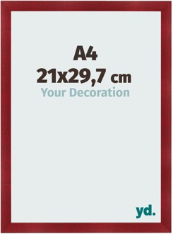 Fotolijst A4 - 21x29,7 cm - Wijnrood Geveegd - MDF - Pisa - 21x29.7 cm