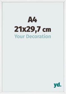 Fotolijst A4 - 21x29,7 cm - Wit - Aluminium - Aurora Wit Hoogglans - 21x29.7 cm