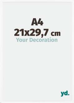 Fotolijst A4 - 21x29,7 cm - Wit Hoogglans - Kunststof - Bordeaux - 21x29.7 cm