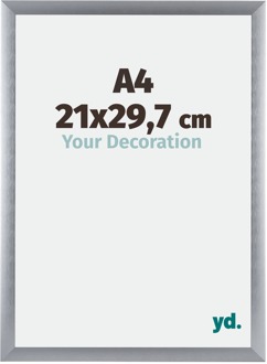 Fotolijst A4 - 21x29,7 cm - Zilver Geborsteld - Aluminium - Tucson - 21x29.7 cm