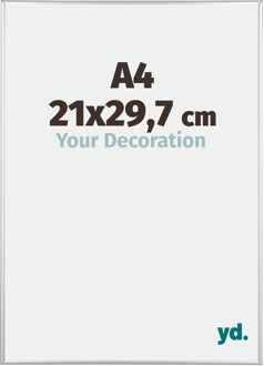 Fotolijst A4 - 21x29,7 cm - Zilver Hoogglans - Aluminium - Kent - 21x29.7 cm