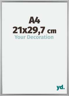 Fotolijst A4 - 21x29,7 cm - Zilver - Kunststof - Bordeaux - 21x29.7 cm