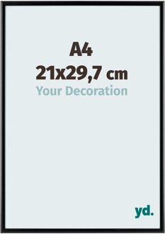 Fotolijst A4 - 21x29,7 cm - Zwart - Aluminium - Aurora Zwart Mat - 21x29.7 cm