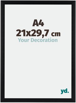 Fotolijst A4 - 21x29,7 cm - Zwart Geborsteld - Aluminium - Tucson - 21x29.7 cm