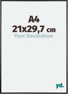 Fotolijst A4 - 21x29,7 cm - Zwart Hoogglans - Aluminium - Kent - 21x29.7 cm