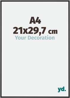 Fotolijst A4 - 21x29,7 cm - Zwart Hoogglans - Aluminium - Miami - 21x29.7 cm