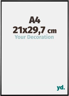 Fotolijst A4 - 21x29,7 cm - Zwart Hoogglans - Kunststof - Evry - 21x29.7 cm