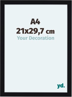 Fotolijst A4 - 21x29,7 cm - Zwart Hoogglans - MDF - Como - 21x29.7 cm