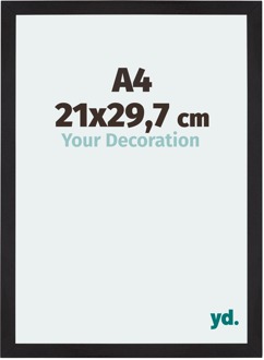 Fotolijst A4 - 21x29,7 cm - Zwart Houtnerf - MDF - Mura - 21x29.7 cm