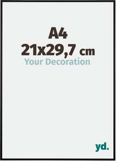 Fotolijst A4 - 21x29,7 cm - Zwart Mat - Aluminium - Kent - 21x29.7 cm