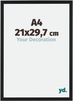 Fotolijst A4 - 21x29,7 cm - Zwart Mat - MDF - Catania - 21x29.7 cm