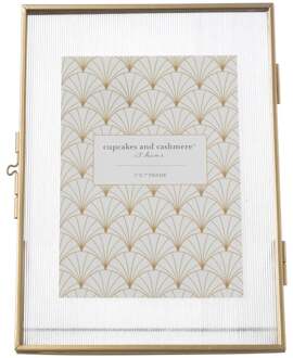 Fotolijst geribbeld glas - 25x18x7 cm - goudkleurig