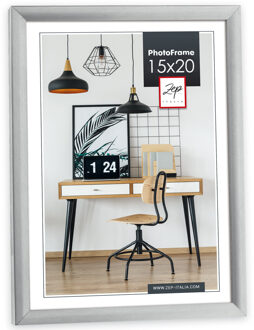 Fotolijst zilver kunststof geschikt voor een foto van 15 x 20 cm - Fotolijsten Zilverkleurig