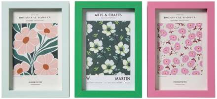 Fotolijsten set van 3 - groen/roze/blauw - 10x15 cm