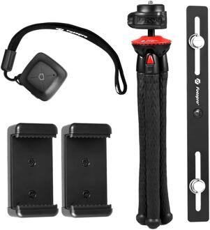 Fotopro Flexibele Telefoon Statief, camera Statief Met Dual 1/4 "Schroef & Bluetooth Afstandsbediening & Smartphone Mount Voor Iphone, Dslr