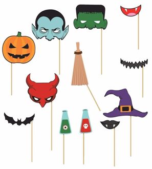 Fotoprop set Halloween 12 stuks - Fotoprops Multikleur