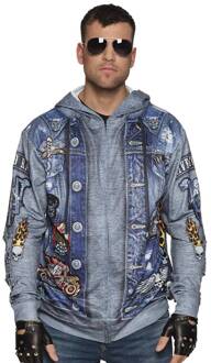 Fotorealistische hoodie biker Blauw, Multikleur - Print