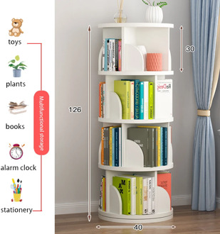 Four-Layer Floor Shelf 360°Rotating Bookshelf Children's Picture Book Rack Multi-Color Optional