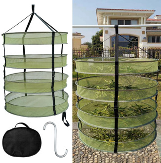 Four-layer Hanging Herb Dry Basket Foldable Mesh Hydroponic Drying Net For Herbs Flowers Buds Plants