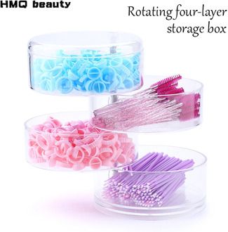 Four-layer Storage Box Eyelash Extension Tool Storage Rotatable Transparent Acrylic Eyebrow Brush Glue Ring Store Large capacity