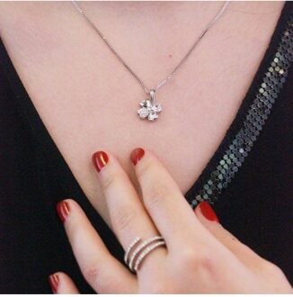 Four Leaf Hangers - Oostenrijks kristal Wit Zilver