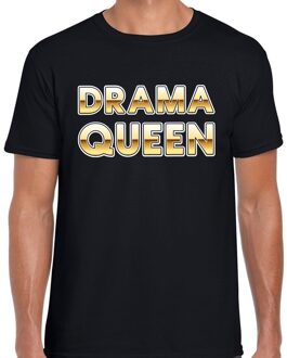 Fout Drama Queen fun tekst t-shirt zwart / goud voor heren XL
