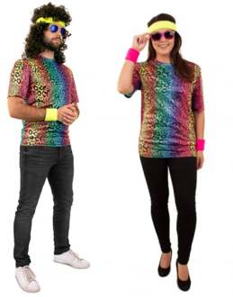 Fout T-Shirt Neon Panterprint Volwassenen Multikleur - Print