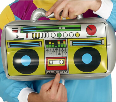 Foute 80s/90s party opblaasbare radio - retro stijl - 40 x 20 cm - disco feest accessoires