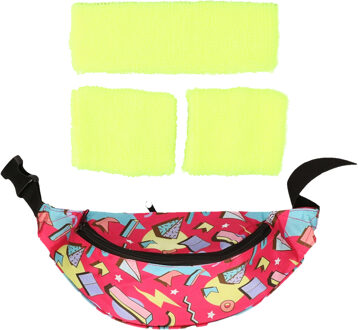Foute 80s/90s party verkleed accessoire set - neon geel - jaren 80/90 thema feestje