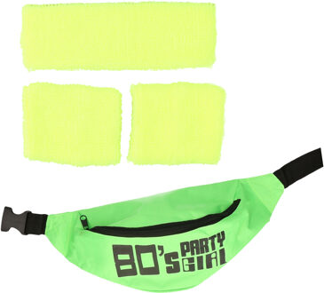 Foute 80s/90s party verkleed accessoire set - neon geel - jaren 80/90 thema feestje