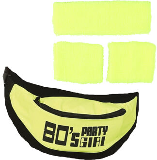 Foute 80s/90s party verkleed accessoire set - neon geel - jaren 80/90 thema feestje