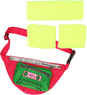 Foute 80s/90s party verkleed accessoire set - neon geel - jaren 80/90 thema feestje