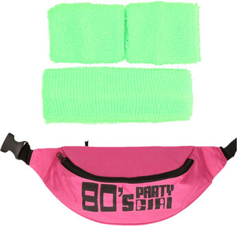 Foute 80s/90s party verkleed accessoire set - neon groen - jaren 80/90 thema feestje
